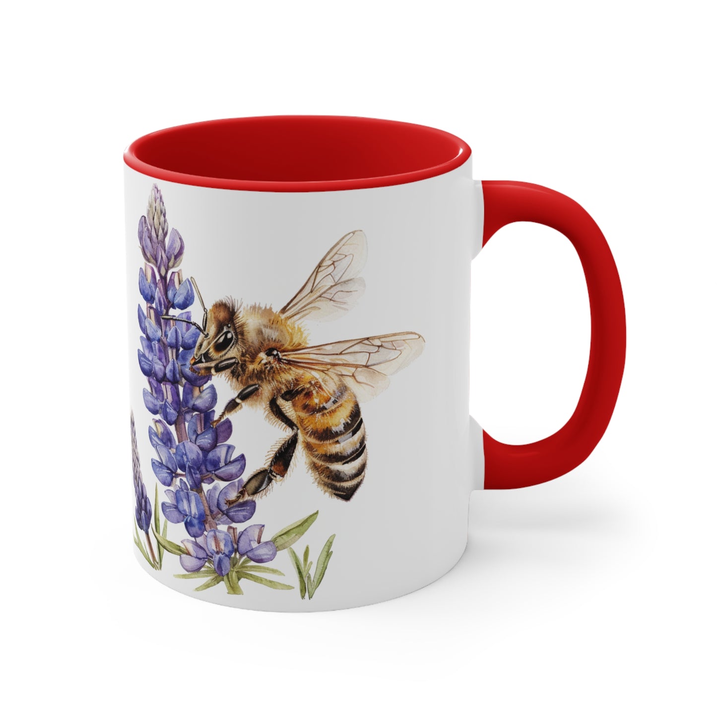 Honeybee and Lavender Mug, 11oz | Wildflowers | Floral pattern | Ceramic mug | Pressed Flowers Coffee cup | Teacup | Bee Lovers Gift Mug