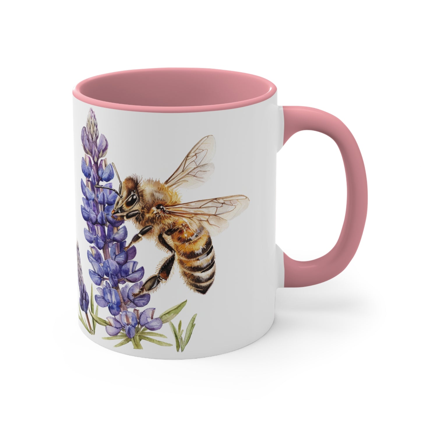 Honeybee and Lavender Mug, 11oz | Wildflowers | Floral pattern | Ceramic mug | Pressed Flowers Coffee cup | Teacup | Bee Lovers Gift Mug