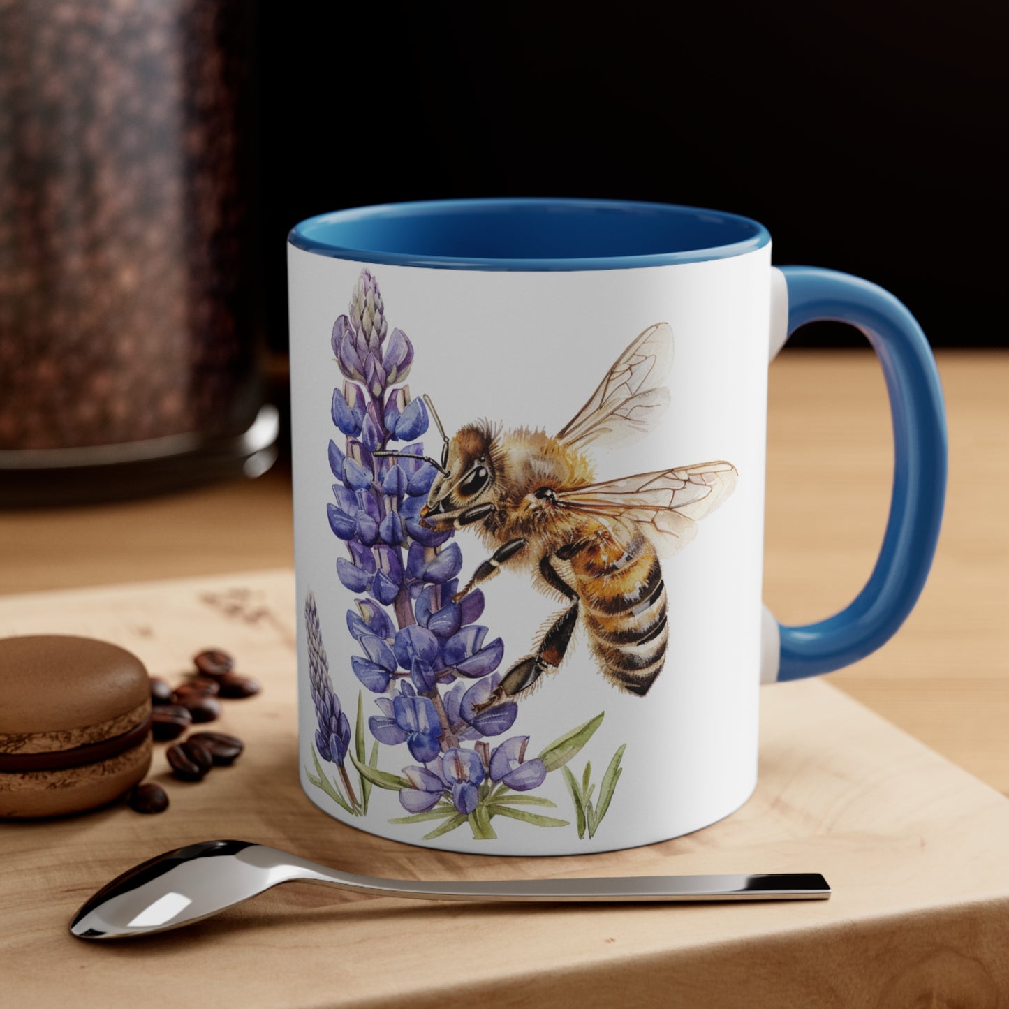 Honeybee and Lavender Mug, 11oz | Wildflowers | Floral pattern | Ceramic mug | Pressed Flowers Coffee cup | Teacup | Bee Lovers Gift Mug