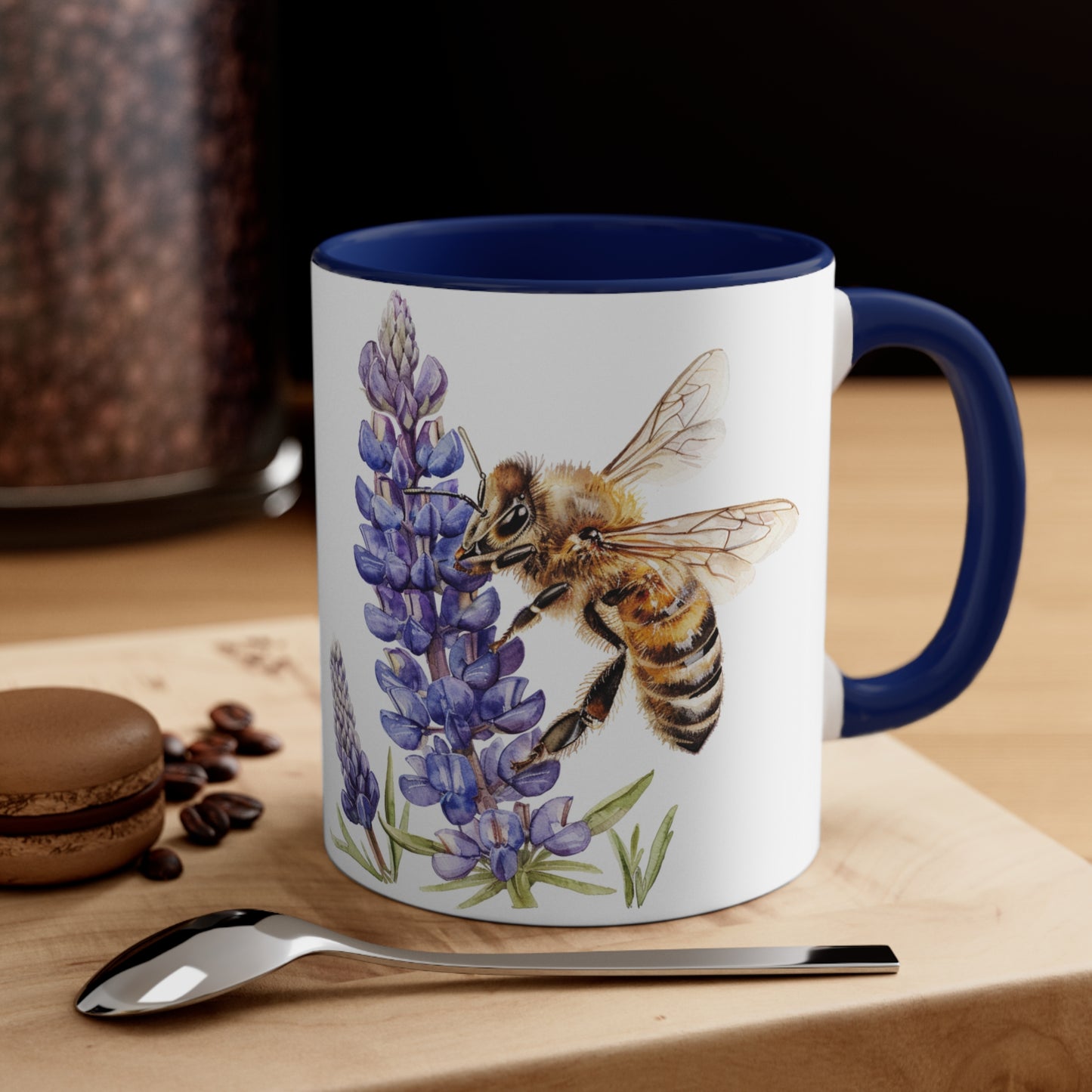 Honeybee and Lavender Mug, 11oz | Wildflowers | Floral pattern | Ceramic mug | Pressed Flowers Coffee cup | Teacup | Bee Lovers Gift Mug