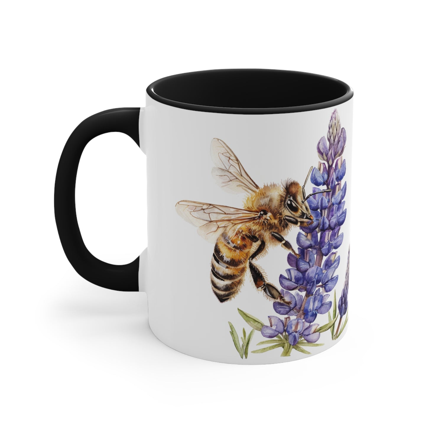 Honeybee and Lavender Mug, 11oz | Wildflowers | Floral pattern | Ceramic mug | Pressed Flowers Coffee cup | Teacup | Bee Lovers Gift Mug