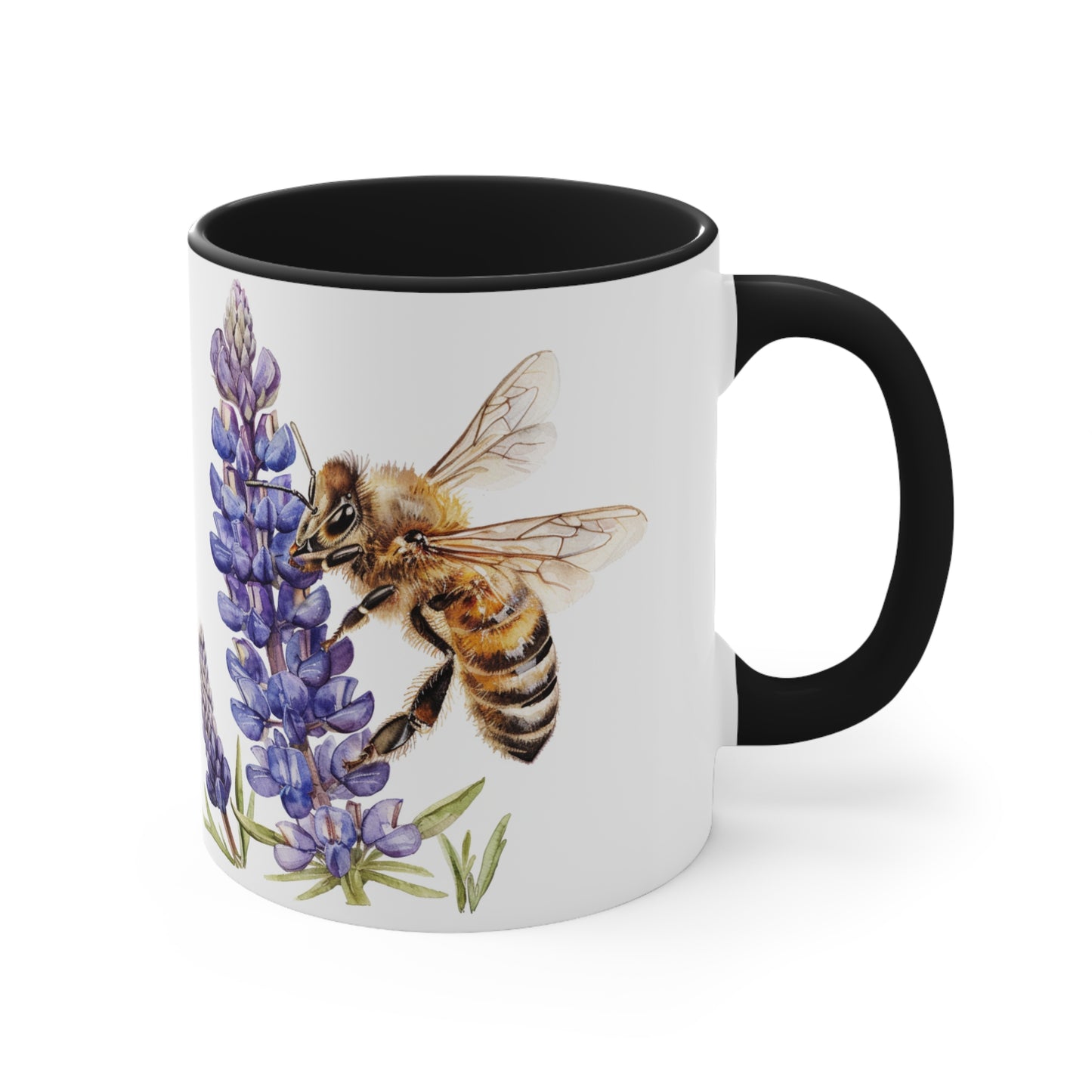 Honeybee and Lavender Mug, 11oz | Wildflowers | Floral pattern | Ceramic mug | Pressed Flowers Coffee cup | Teacup | Bee Lovers Gift Mug