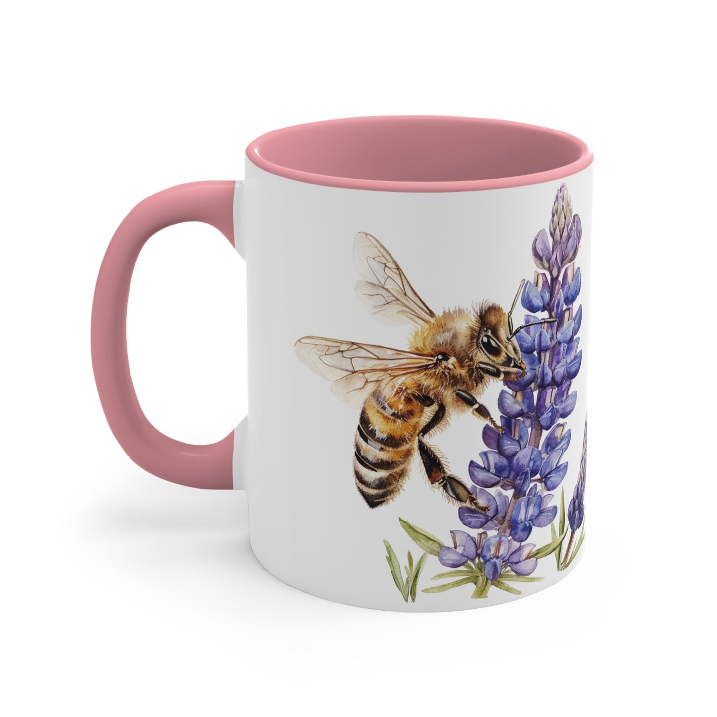 Honeybee and Lavender Mug, 11oz | Wildflowers | Floral pattern | Ceramic mug | Pressed Flowers Coffee cup | Teacup | Bee Lovers Gift Mug