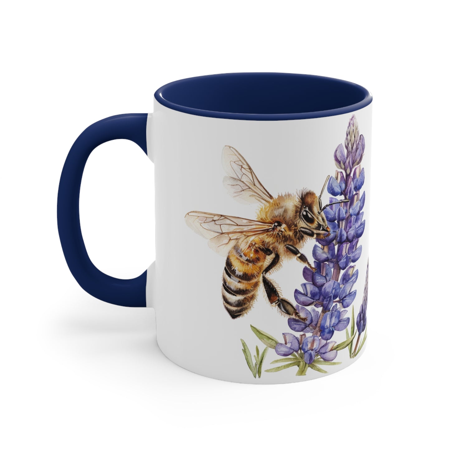 Honeybee and Lavender Mug, 11oz | Wildflowers | Floral pattern | Ceramic mug | Pressed Flowers Coffee cup | Teacup | Bee Lovers Gift Mug