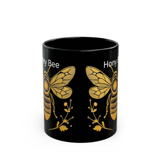 Honeybee Black Mug, 11oz | Nature-inspired Coffe Cup | Ceramic mug | Bee Keeper | Teacup | Bee Lovers Gift Mug | Bee Mug | Bee Print | Bees