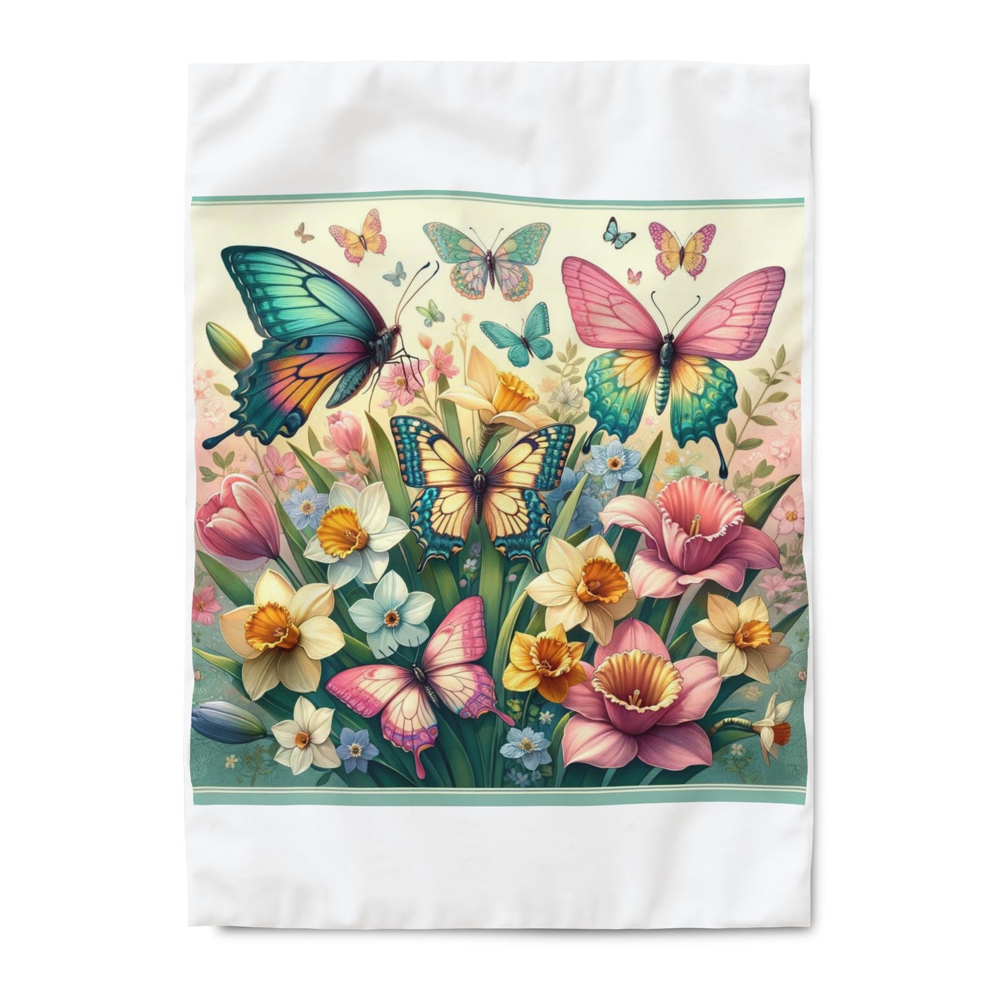 Butterflies Easter Floral Duvet Cover, Decorative Luxury Duvet Cover for Easter, Gift for Easter, Easter Duvet Cover, Butterfly Designs