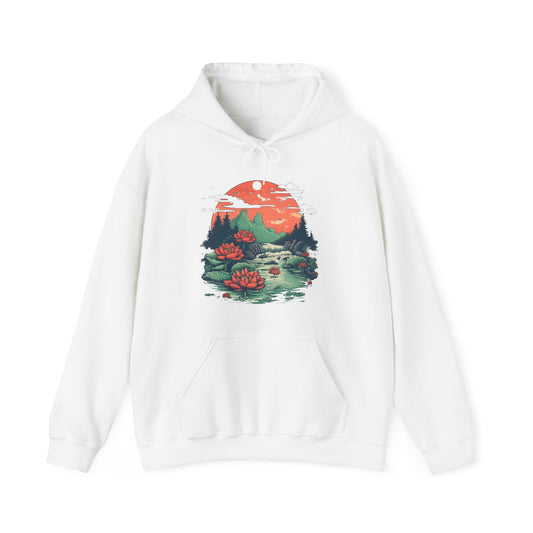 Water Lily and Mountain Unisex Heavy Blend™ Hooded Sweatshirt