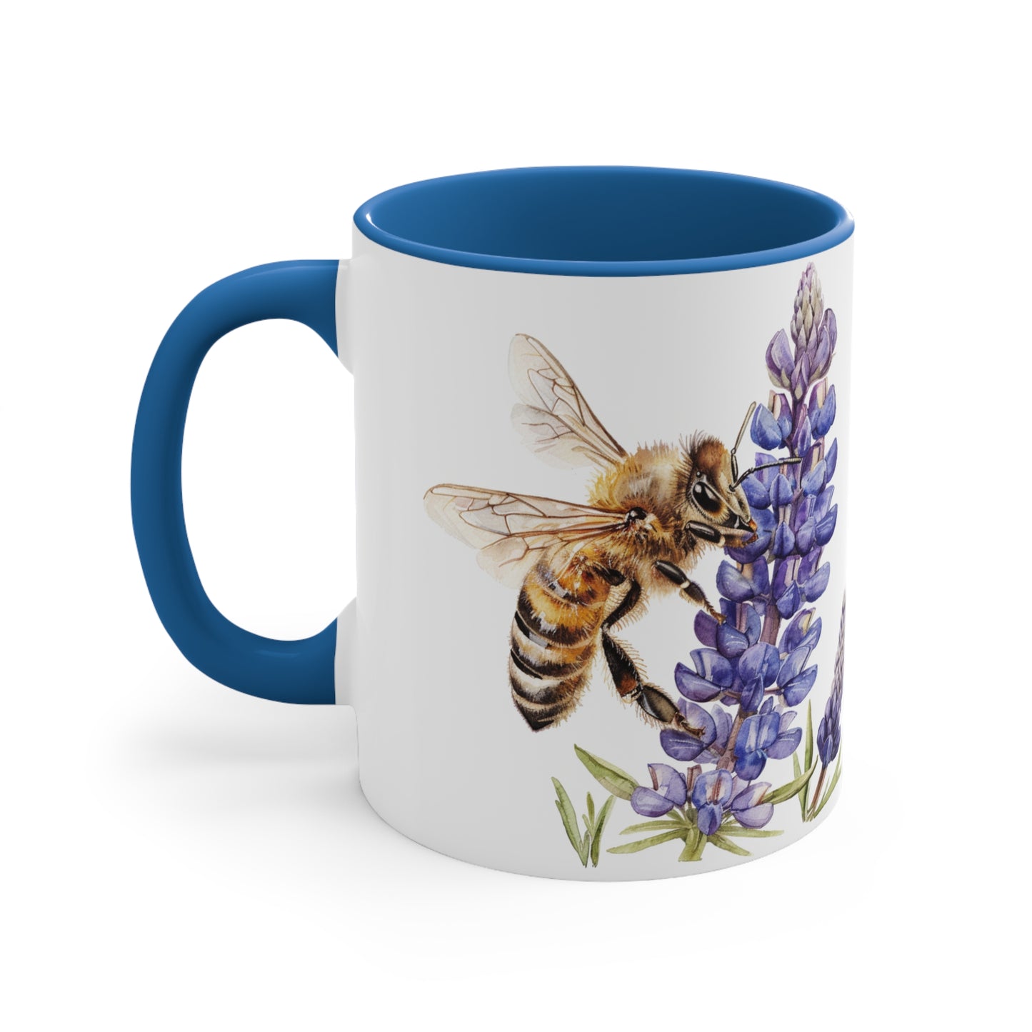 Honeybee and Lavender Mug, 11oz | Wildflowers | Floral pattern | Ceramic mug | Pressed Flowers Coffee cup | Teacup | Bee Lovers Gift Mug