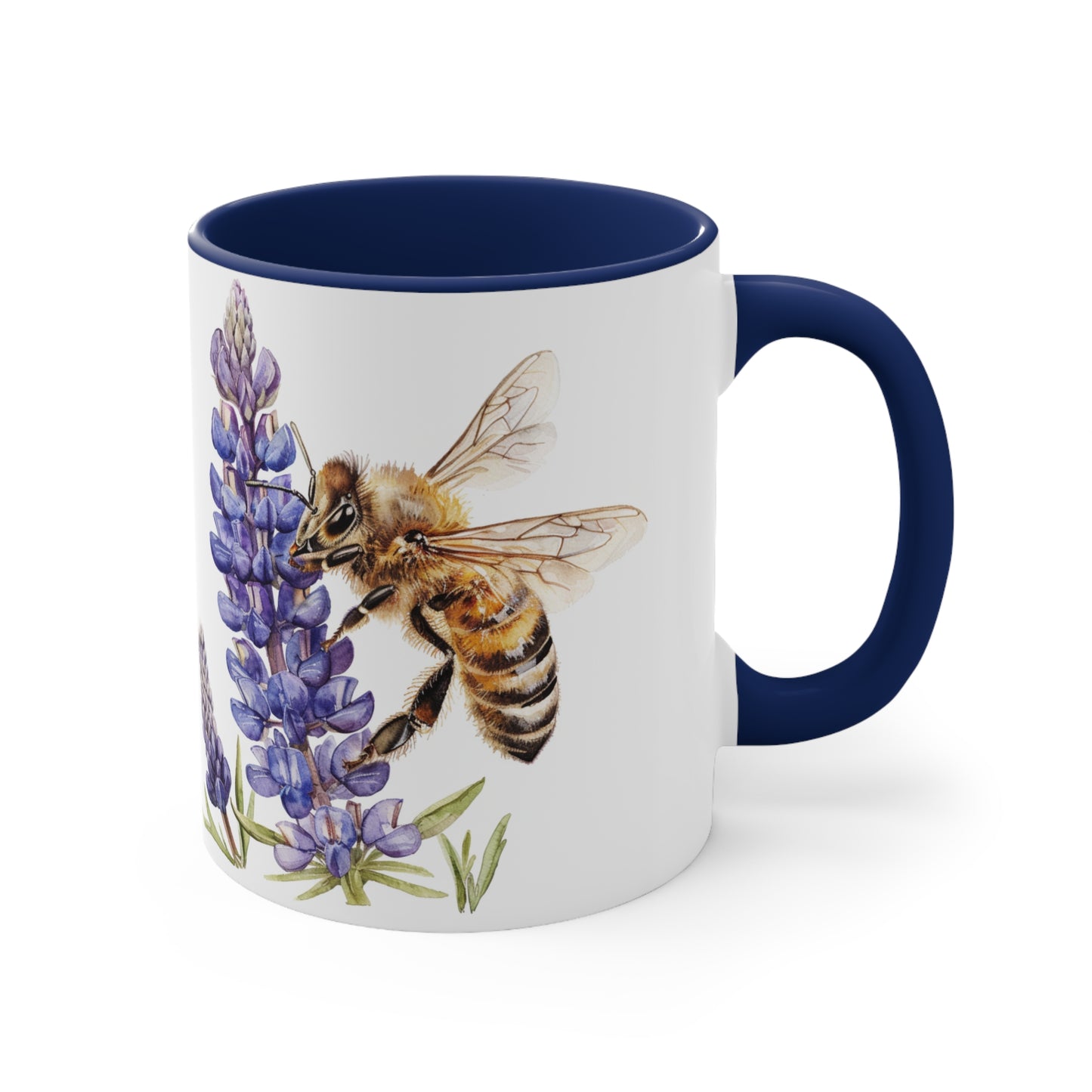 Honeybee and Lavender Mug, 11oz | Wildflowers | Floral pattern | Ceramic mug | Pressed Flowers Coffee cup | Teacup | Bee Lovers Gift Mug