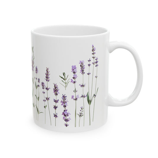 Lavender Flowers Ceramic Mug, 11oz | Wildflower | Floral pattern | Ceramic mug | Pressed Flowers Coffee cup | Teacup | Mothers Gift Mug |